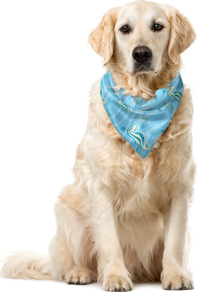ABAKUHAUS Tier Haustier Bandana, Cartoon-Seepferde Nursery, 40x40 cm, Blau