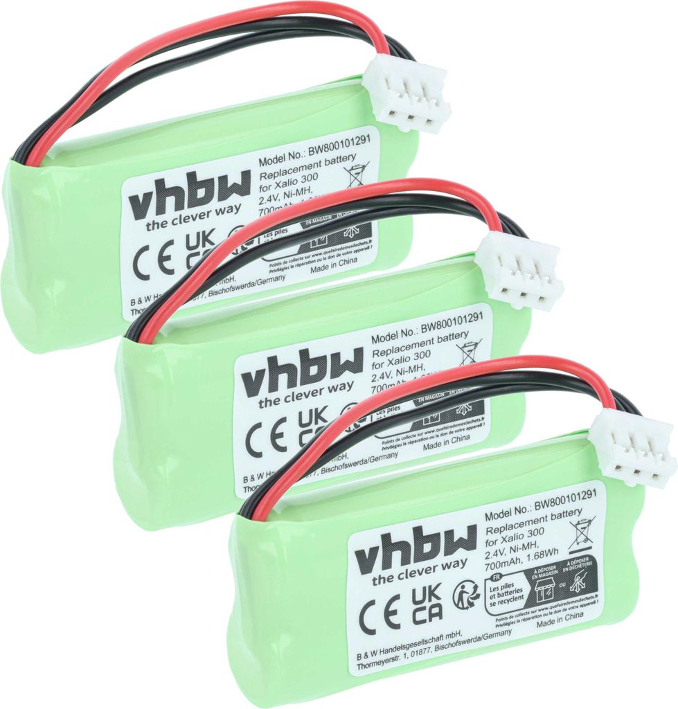 vhbw 3x Akku kompatibel mit Philips DECT TU3315, 215 Trio Produktbild 