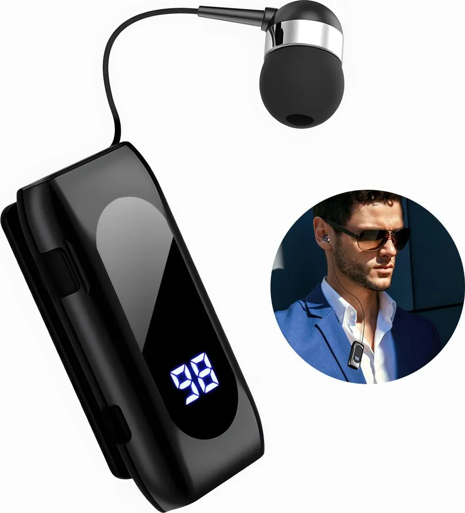 Business Bluetooth-Kopfhörer V4.1 Clip-On – Dual-Mikrofon Rauschunterdrückung, 120h Standby, für Fahren/Fitness