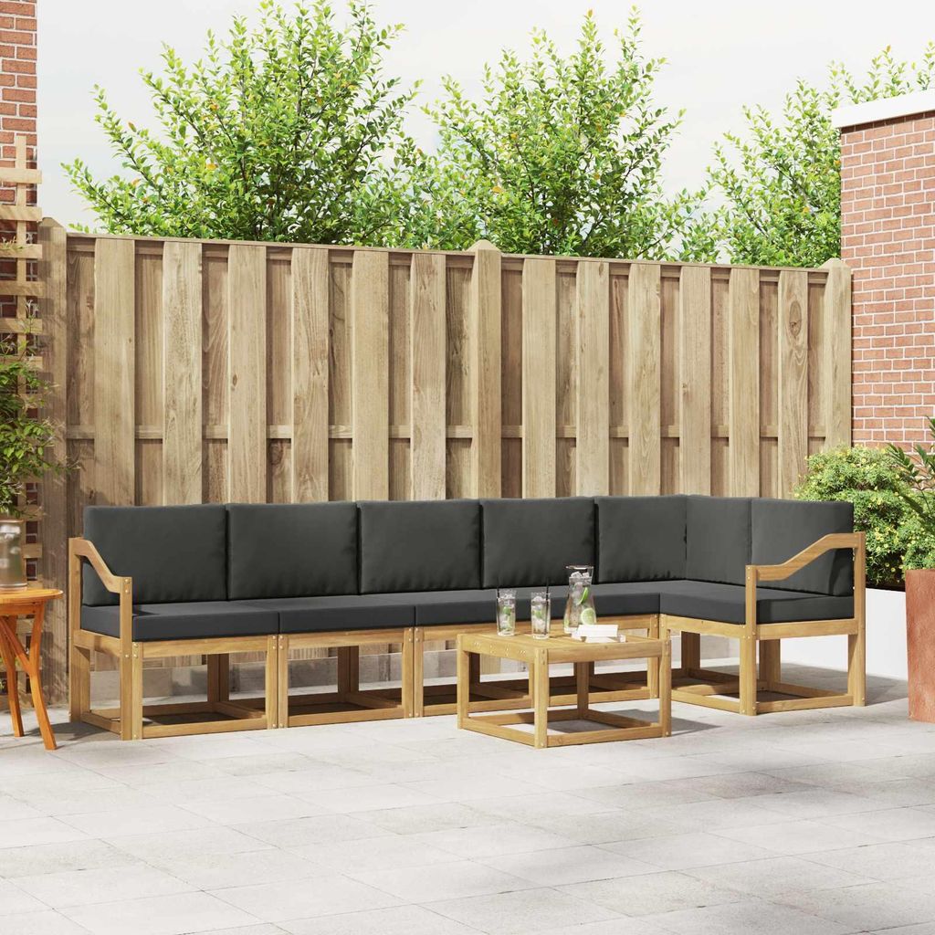 Möbel Outdoor-Sofagarnitur 7 pcs Weiß und Anthrazit PolyesterGartensofas - Gartensofas c3138