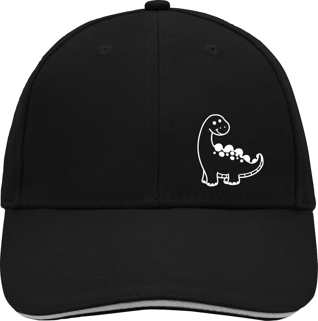 Huuraa Cappy Mütze Apatosaurus Dinosaurier Black/Light Grey Baumwolle 6-Panel Kappe Geschenkidee