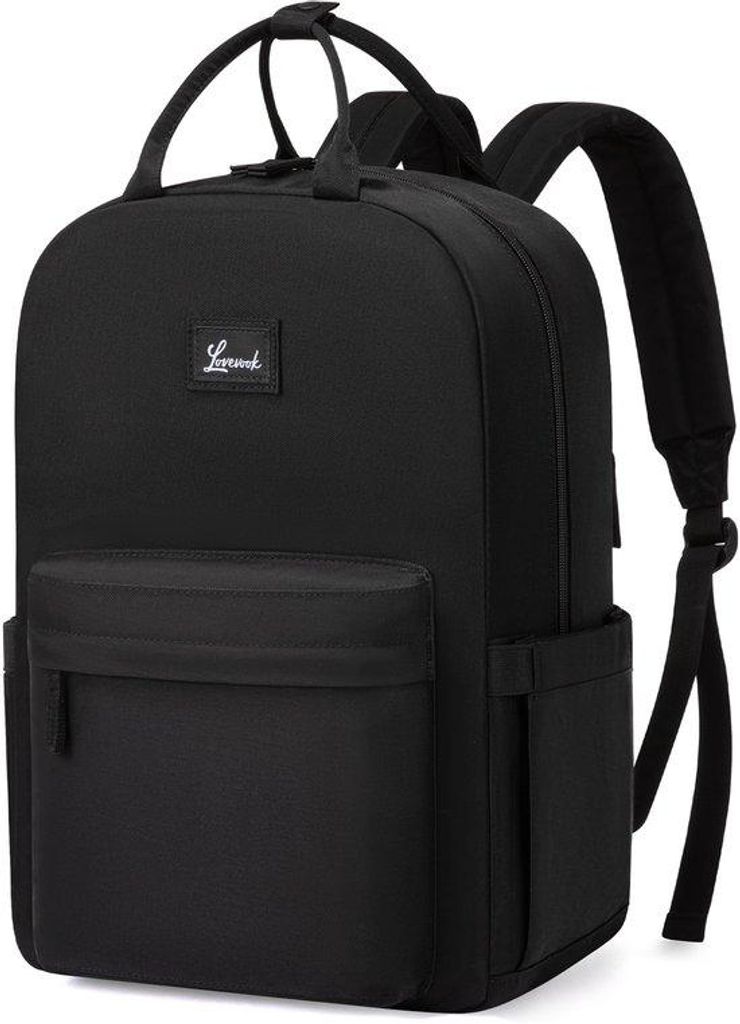Schwarzer Großrucksack für Schule und Uni, Wasserdicht, 17.3 Zoll Laptop Tasche
