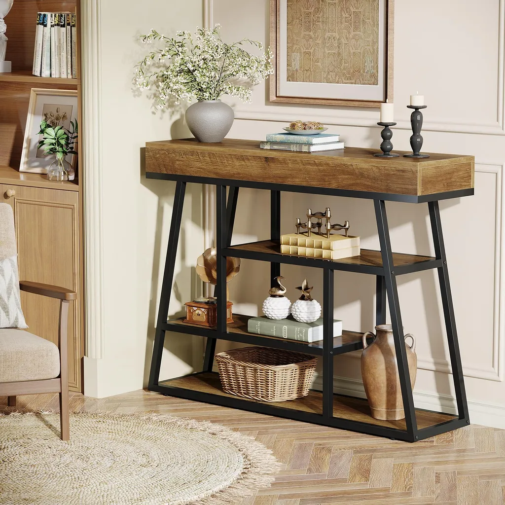 Meuble console étroite pour couloir encombré, table gain de place 105cm - 5