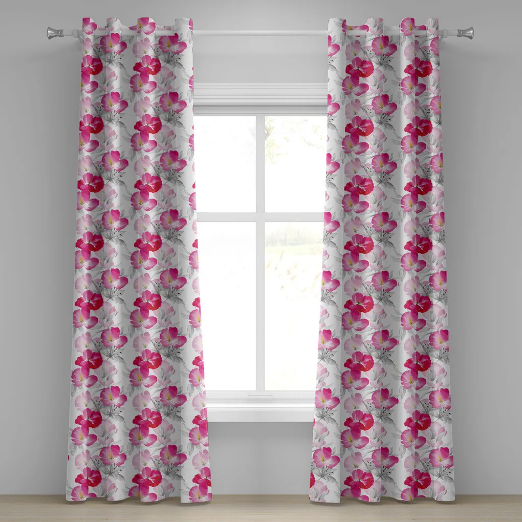 Rideau Anti-Regard Fleurs Coquelicots pour Salon et Chambre 280x245