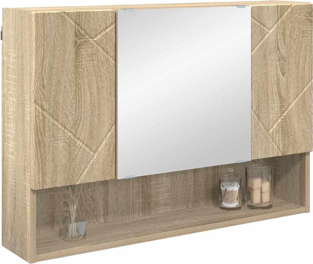 Möbel Spiegelschrank Modernes Design - Badezimmerschrank Badmöbel - Sonoma-Eiche 80x17x55 cm Holzwerkstoff Top4098371
