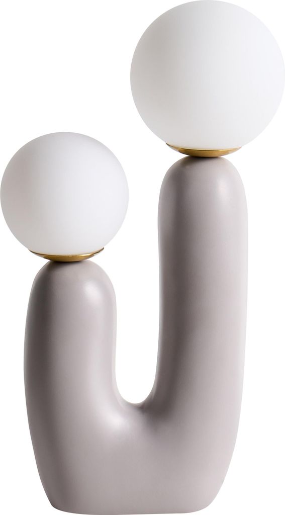 BELIANI Tischlampe Grau Harz 40 cm Hoch mit Schirm Kugelform 2-Flammig Langes Kabel mit Schalter Modern Schlafzimmer Wohnzimmer Nachttischlampe