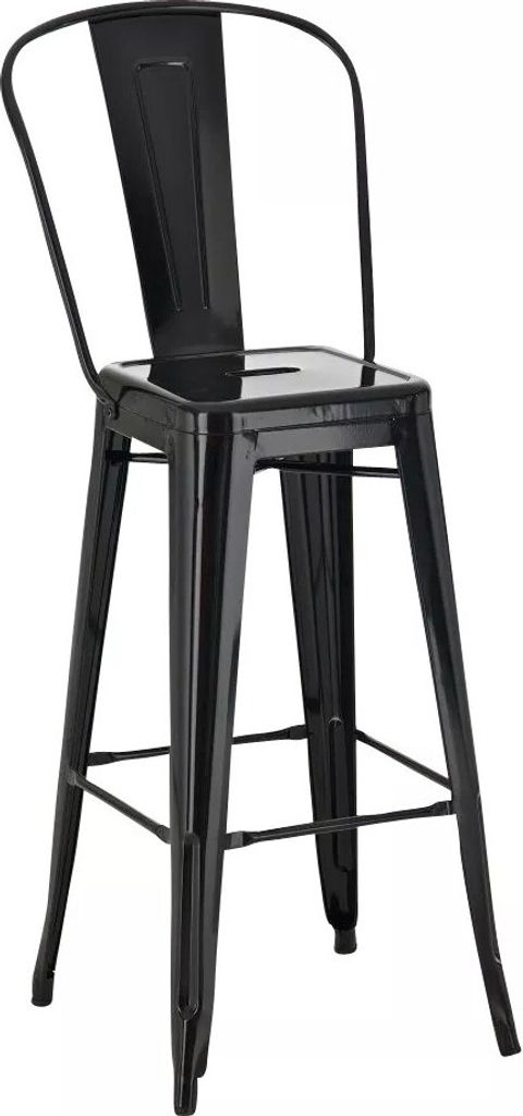 In And OutdoorMatch Barhocker Ralph - Mit Rückenlehne - 1er Set - Ergonomisch - Barstühle für Küche oder Kantine - Schwarz - Metall - Sitzhöhe...