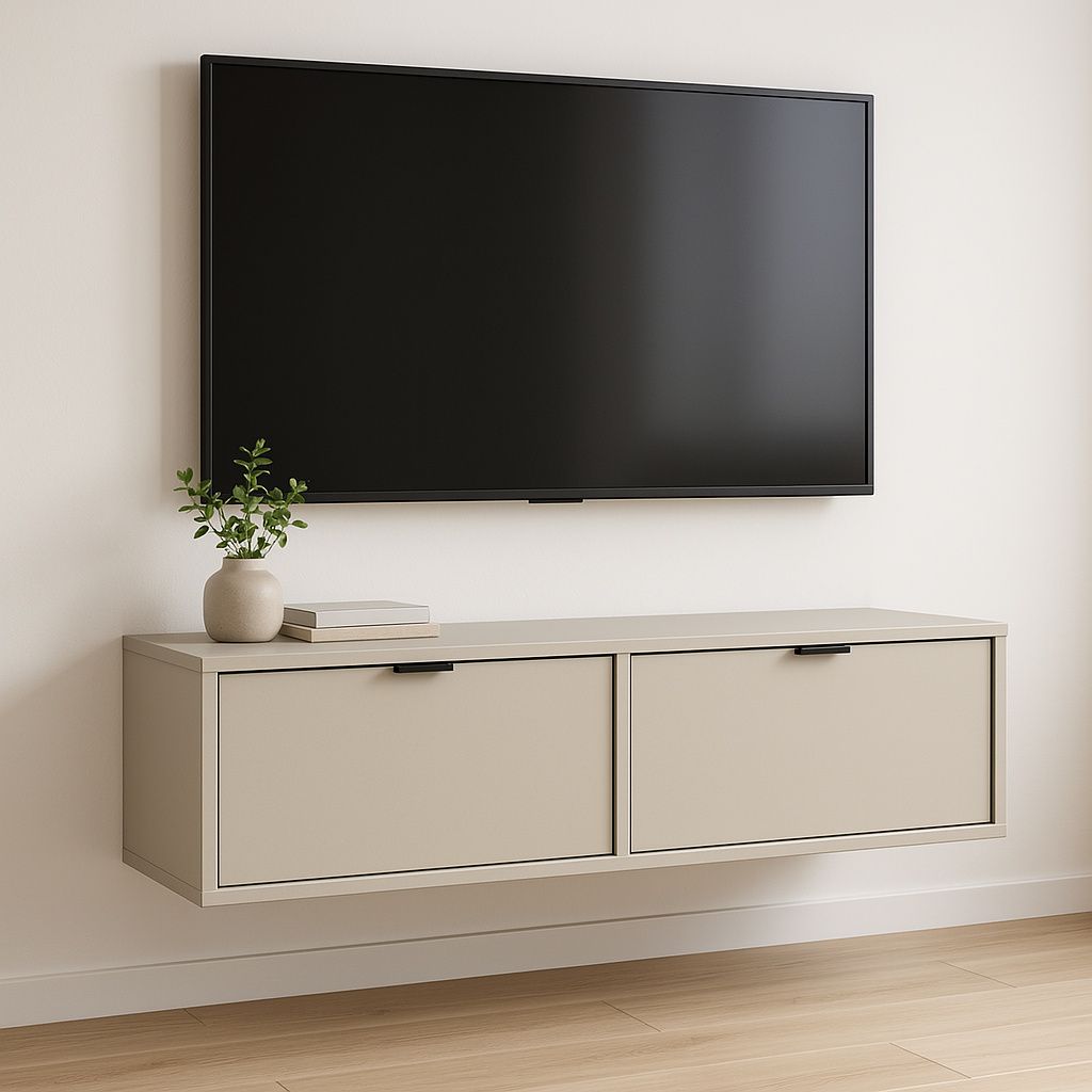 WENA TV Schrank Aura, Kaschmir, mit Metallgriffen, 140 cm breit