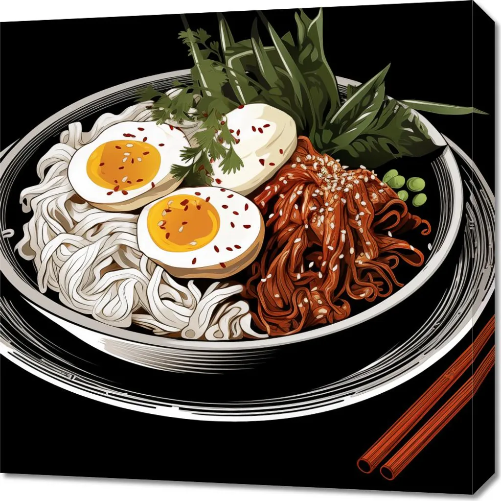 Quadro Minimalista Ramen nell'arte 60x60 - Arredo Zen Moderno