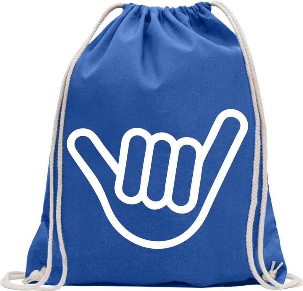 Kiwistar - Turnbeutel - royal - Heavy Hand - Fun Rucksack Sport Beutel Gymsack Baumwolle mit Ziehgurt