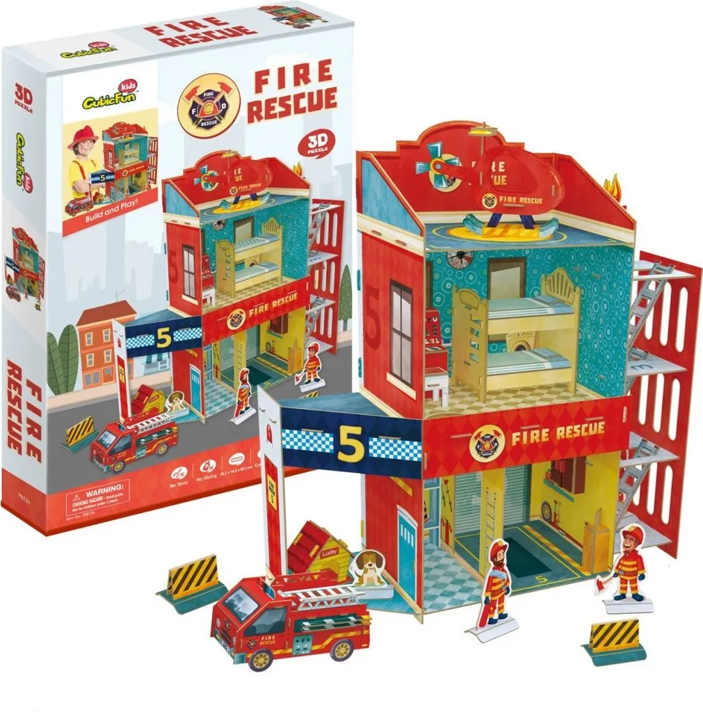 Puzzle 3D Pompiers Anti-Écran : Développe la Motricité Fine en 89 Pièces