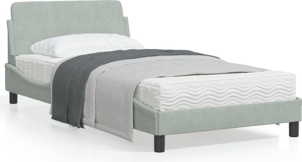 Bettgestell mit Kopfteil Hellgrau 100x200 cm Samt - Klassische Betten 373132