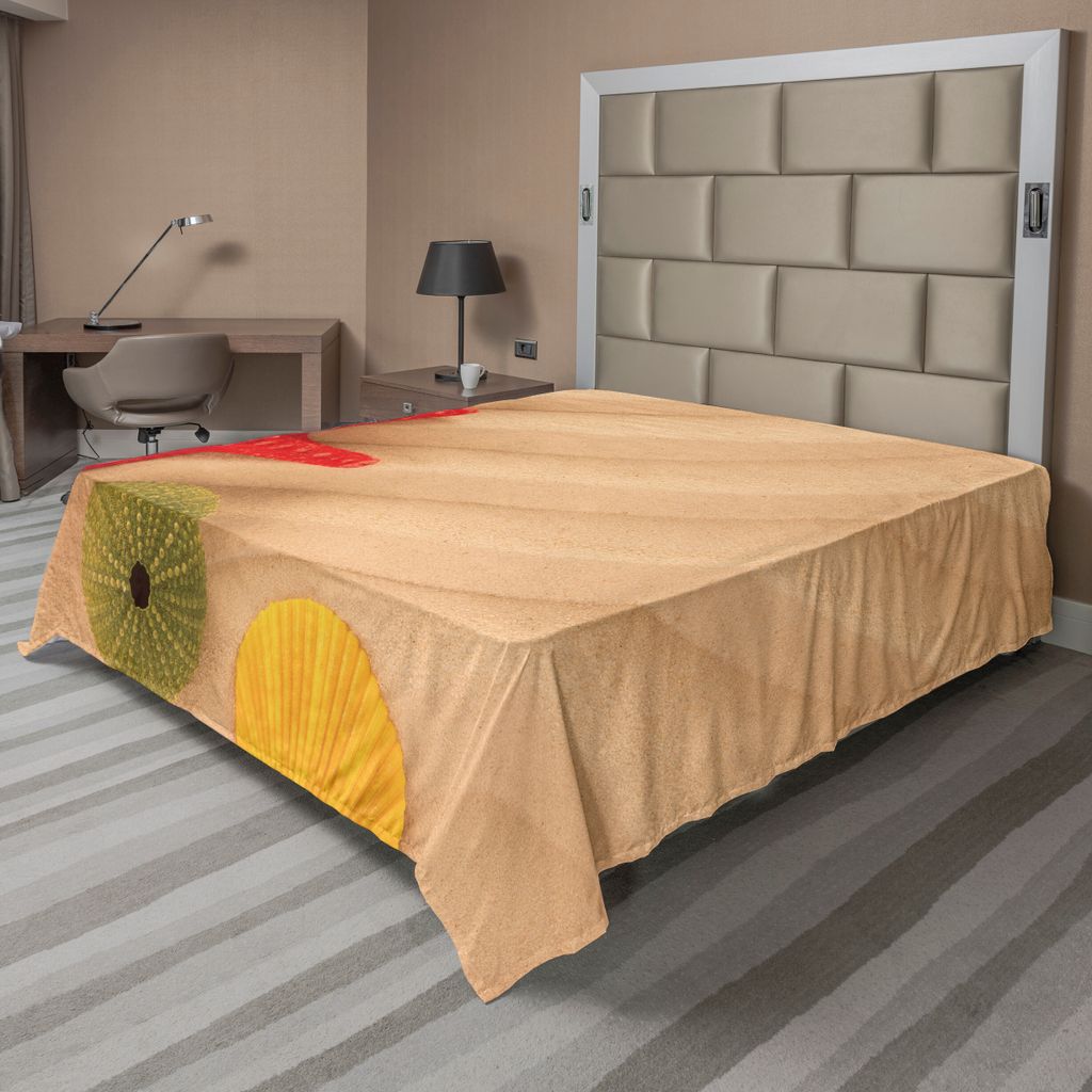 ABAKUHAUS Muscheln Bettlaken, Muscheln Auf Strand Karibischen Exotischen Küsten Sommer Starfish, weiches bequemes oberes Bettlaken für ein Nachbi...