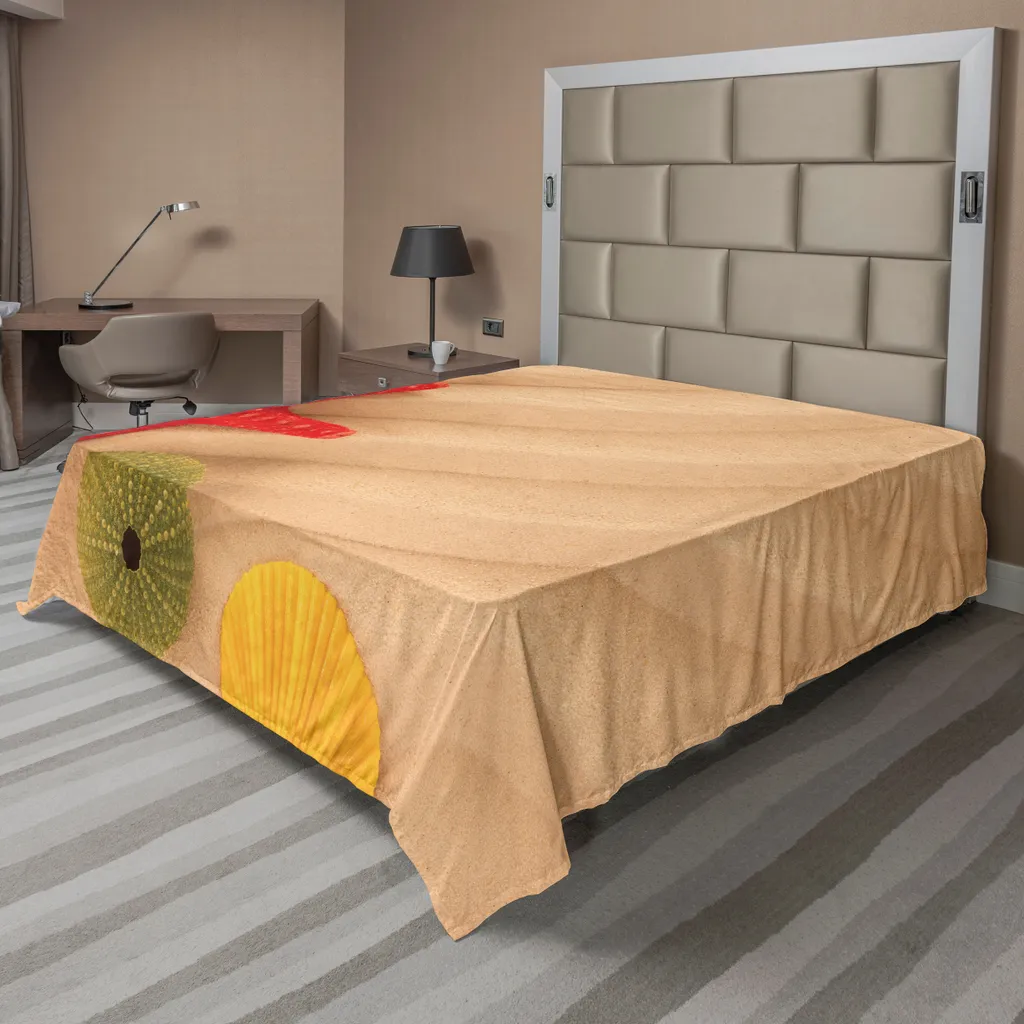 Drap plat décoratif motif mer et étoiles de mer, grand format 260x228cm
