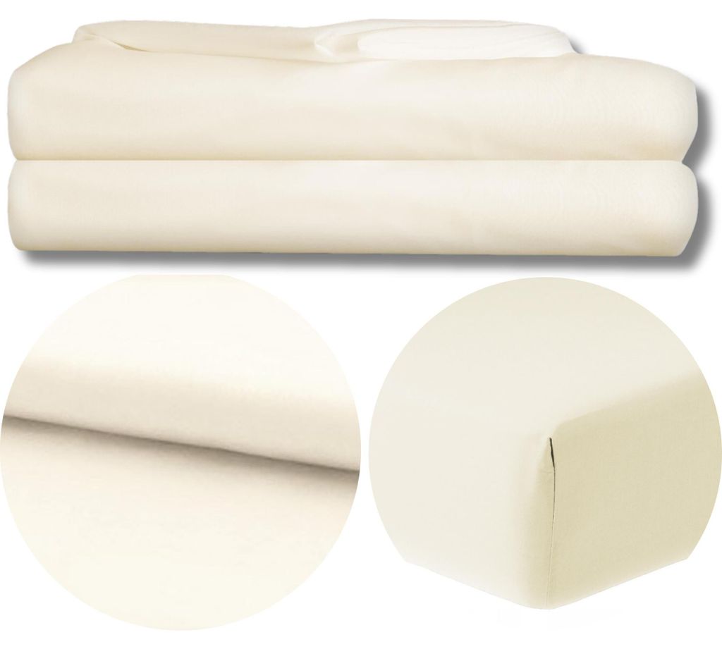 Bettlaken - Spannbettlaken mit Gummizug - 160x200 cm - Frottee - 100% Mikrofaser - 120g/m2 - Creme - Hochwertiges