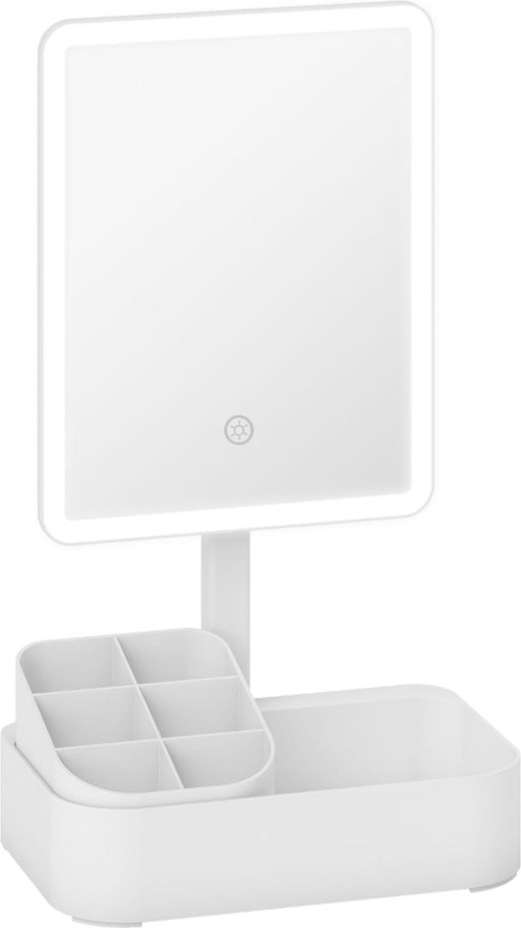 Schminkspiegel mit Beleuchtung wiederaufladbar 180°Drehbar LED Kosmetikspiegel mit 2 Beleuchtungsmodi, Weiß