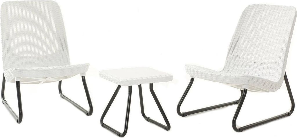 Dmora Gartenmöbel Set Canmore, Weiß, 2-Sitzer und Tisch