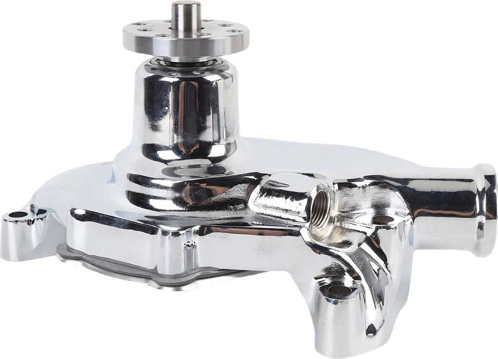 Kurze Wasserpumpe, 1/2 Zoll NPT, seitlicher Anschluss, verchromtes Aluminium, großvolumiger Ersatz für SB 283–350 V8 1955–1968