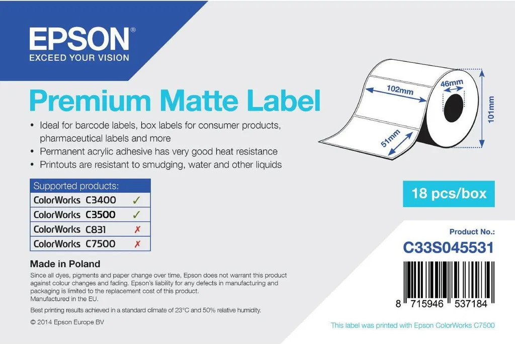 Rotolo Etichette Carta Opaca 102x51mm - Eleganza per il Packaging