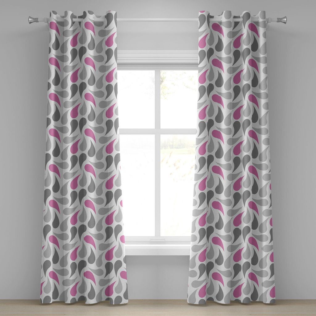 ABAKUHAUS Geometrisch Ösenvorhang, Persische Zivilisation beeinflusste geometrische Muster Teardrop Shapes Curved Tipp, Dekorative 2-Panel-Fenster...