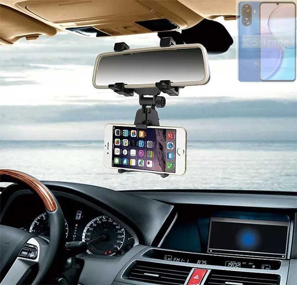 K-S-Trade Smartphone Halterung kompatibel mit Wiko Hi Enjoy 60s 5G Rückspiegel Halterung schwarz Auto Halterung KFZ Halter