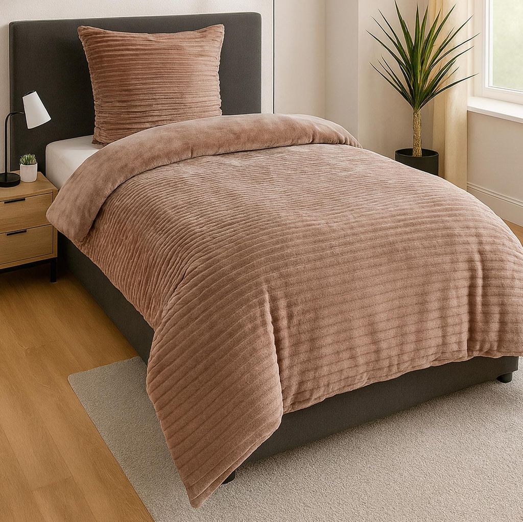 Heimtexland Winter Bettwäsche Cord kuschelig weich und warm Cashmere Touch Wende Bettbezug 80x80 I 135x200 Super Soft temperaturausgleichend atmun...