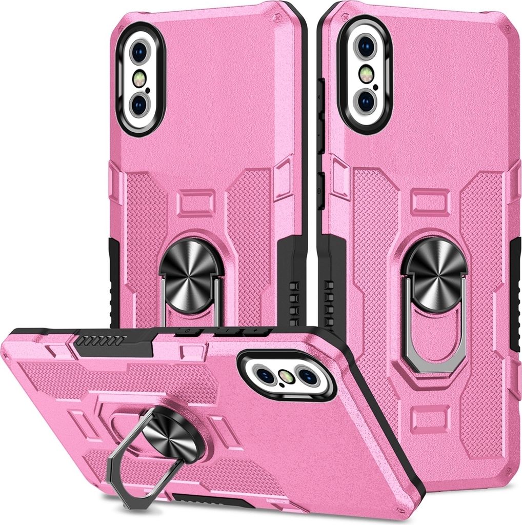 iPhone XS Max Hülle, Dual Layer Robuste Rüstung Ringhalter Ständer Schutzhülle für iPhone XS Max Pink