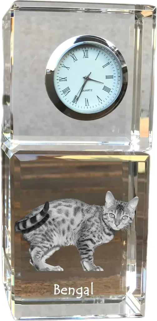 Bengalese Orologio di Cristallo Personalizzato con Foto Art-Dog