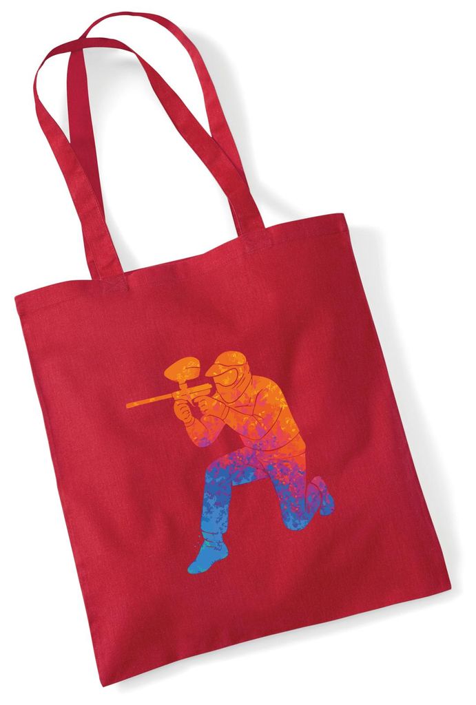 Huuraa Jutebeutel Paintball bunte Silhouette 10 Liter Classic Red Baumwolle Tasche Geschenkidee