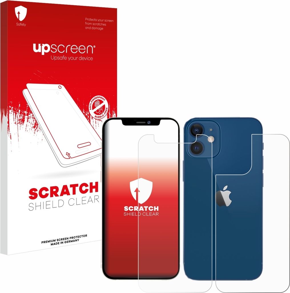 upscreen Schutzfolie für Apple iPhone 12 mini (Display+Rückseite) Displayschutz Displayschutzfolie Folie Klar Transparent