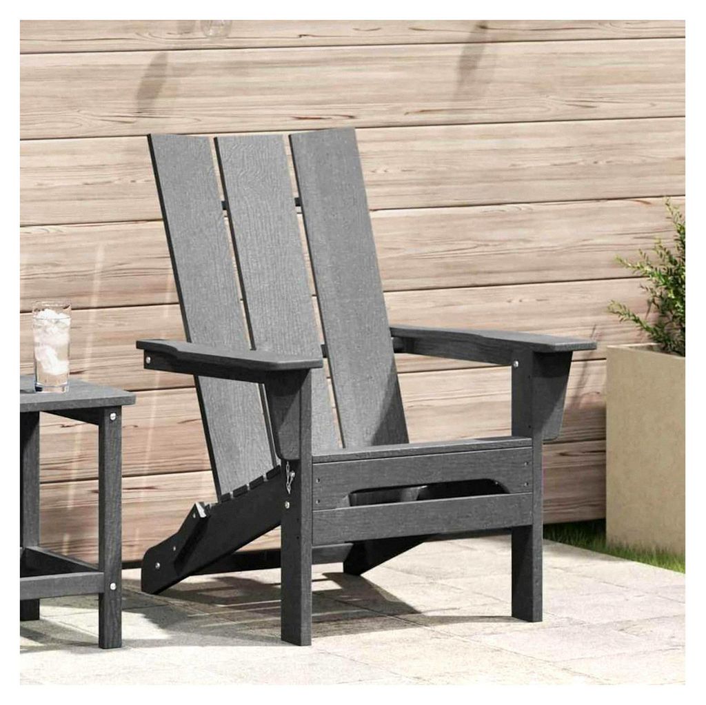 Klapp-Adirondack-Stuhl, HDPE Gartenstuhl Hellgrau 74,5x80,5x90 cm für Balkon, Terrasse oder Garten