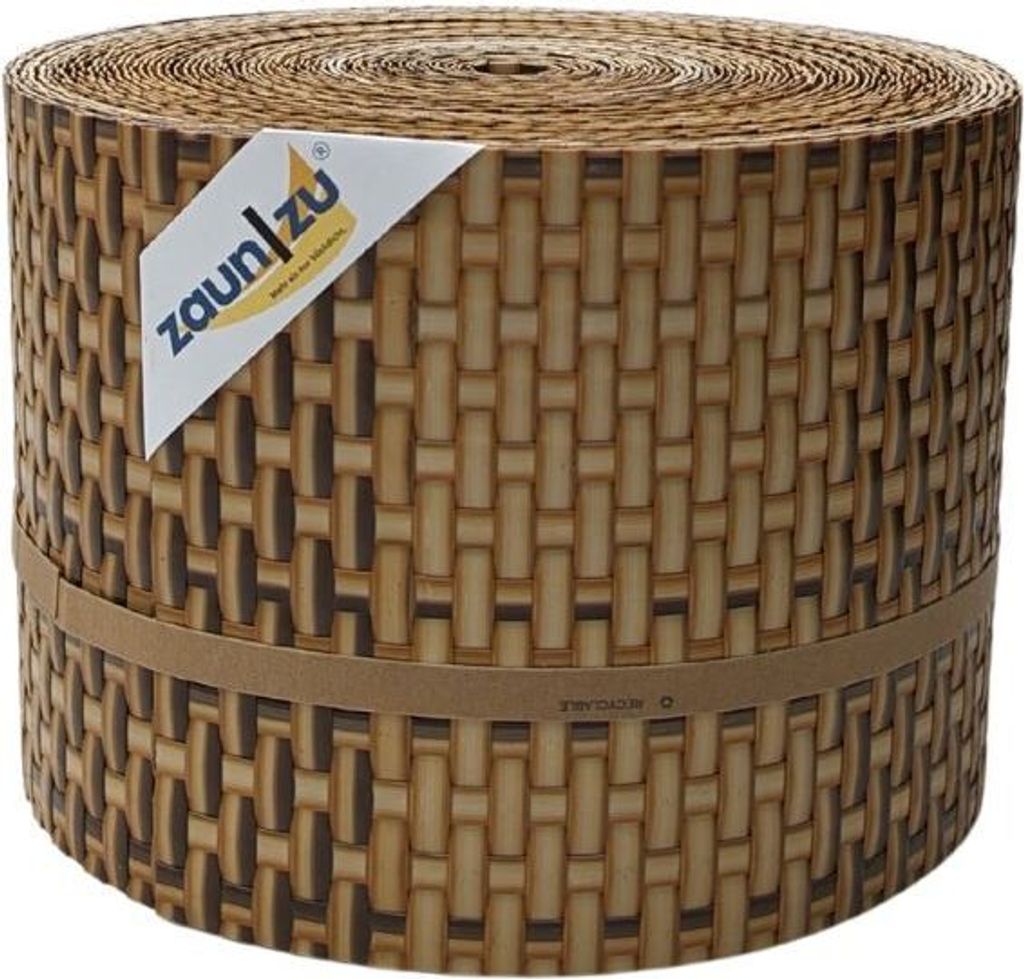 Sichtschutzstreifen zaun|zu RATTAN 26m Rolle Zaunblende für Doppelstabmattenzaun Stroh 26m