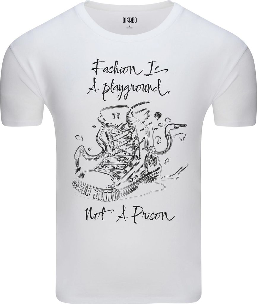 Diarbo Herren T-Shirt mit Modeliebhaber Druck Turnschuhe Weiß Gr.M