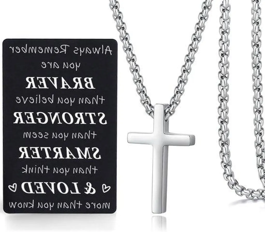 Collier croix argent pour homme - Maille argentée durable et brillante