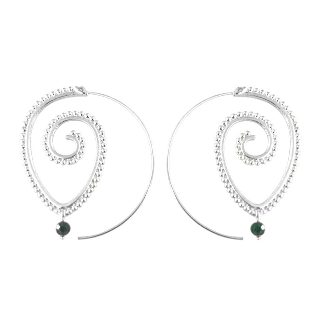 Frauen Strass Wasser Tropfen Spirale Baumeln Getriebe Haken Ohrringe Statement Schmuck-Silber