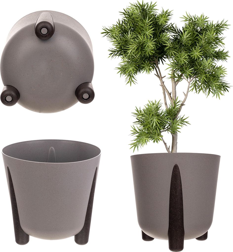 KADAX Blumentopf Öko-Blumentopf-Abdeckbeine mit Einsatz 34 cm grau