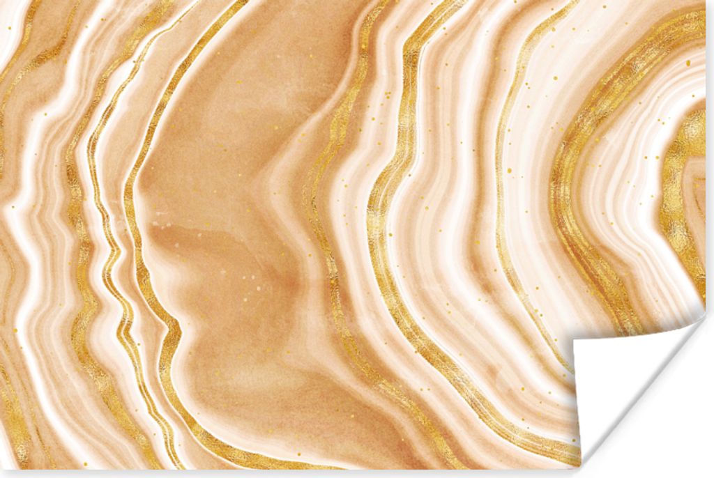 MuchoWow Poster Achat Stein - Gold - Edelsteine - Luxus 180x120 cm - Fotoplakat