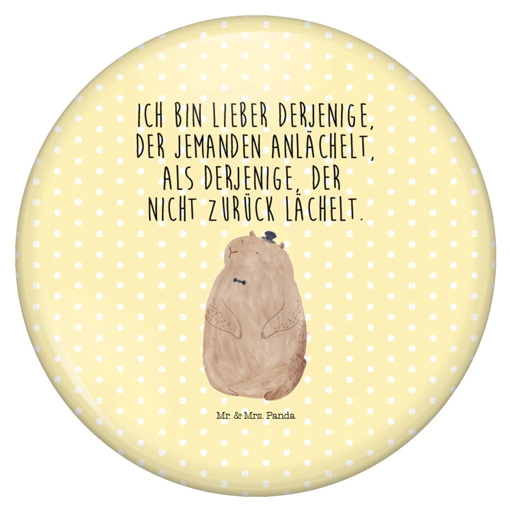 Mr. & Mrs. Panda Pin Murmeltier - Gelb Pastell - Geschenk, Anstecker, Fröhlichkeit, Respekt, Knigge, Badge, Plakette, Button, Lustige Sprüche, An...