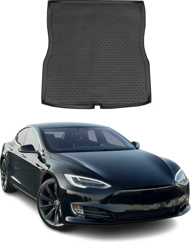OMAC Tappetino per bagagliaio Tesla Model S 2014-2020 in gomma nera