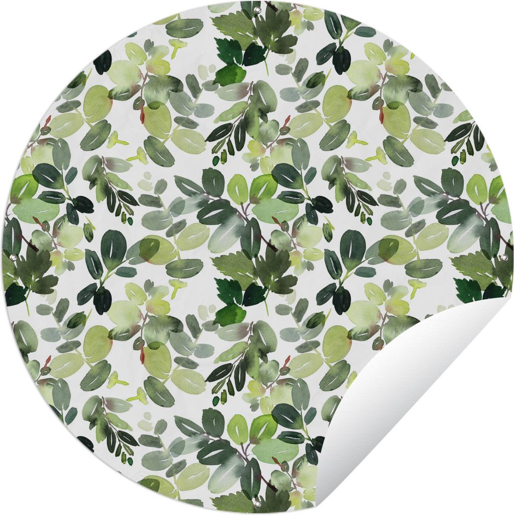 MuchoWow Gartenposter Outdoor-Poster Rund Pflanzen - Aquarell - Grün Ø 150 cm Gartendeko Rundes Poster draußen