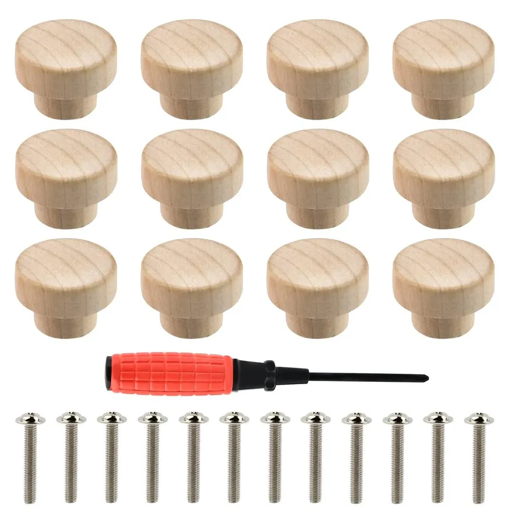 Poignées en bois massif 35mm design plat et ergonomique pour cuisine