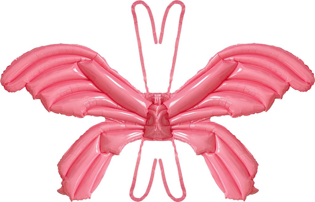 Oblique Unique Folien Luftballon Schmetterling Flügel XXL Ballon zum Umbinden für Kinder Geburtstag Fasching Karneval - rosa