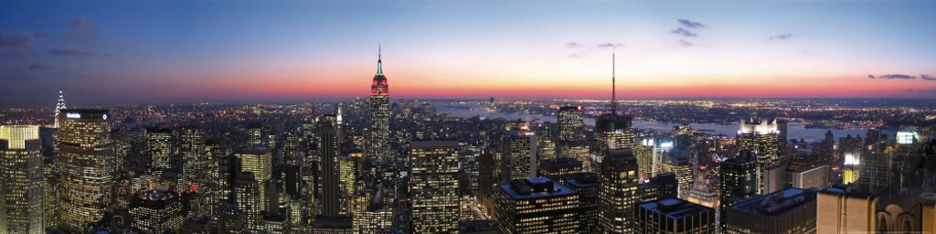 New York Kunstdruck Bild - Top Of The Rock NYC Panorama, Daniel Schwen (40 x 160 cm)