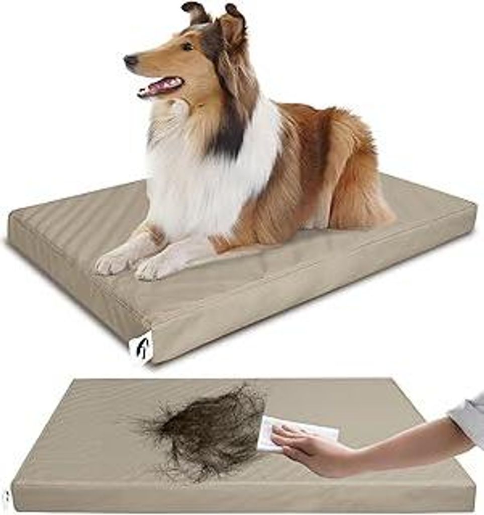 Orthopädisches Hundebett für Große Hunde - Weiches Kunstleder, Abnehmbarer Bezug mit Reißverschluss, Schwarz