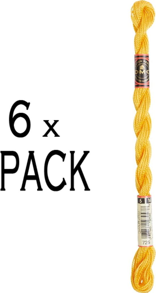 6x DMC Perlgarn Stärke 5, 15 m, 115AR/5-725, VPE Produktbild 