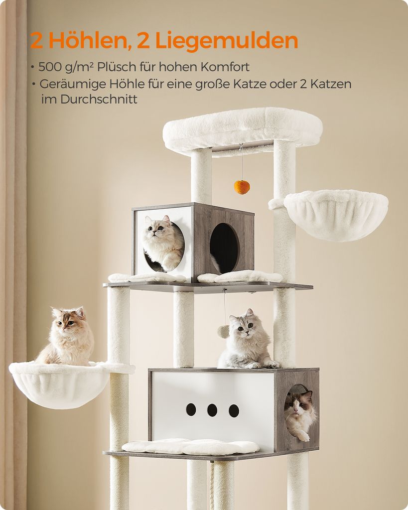 Feandrea Kratzbaum groß, 197cm, Katzenbaum XXL, modern, Produktbild 5