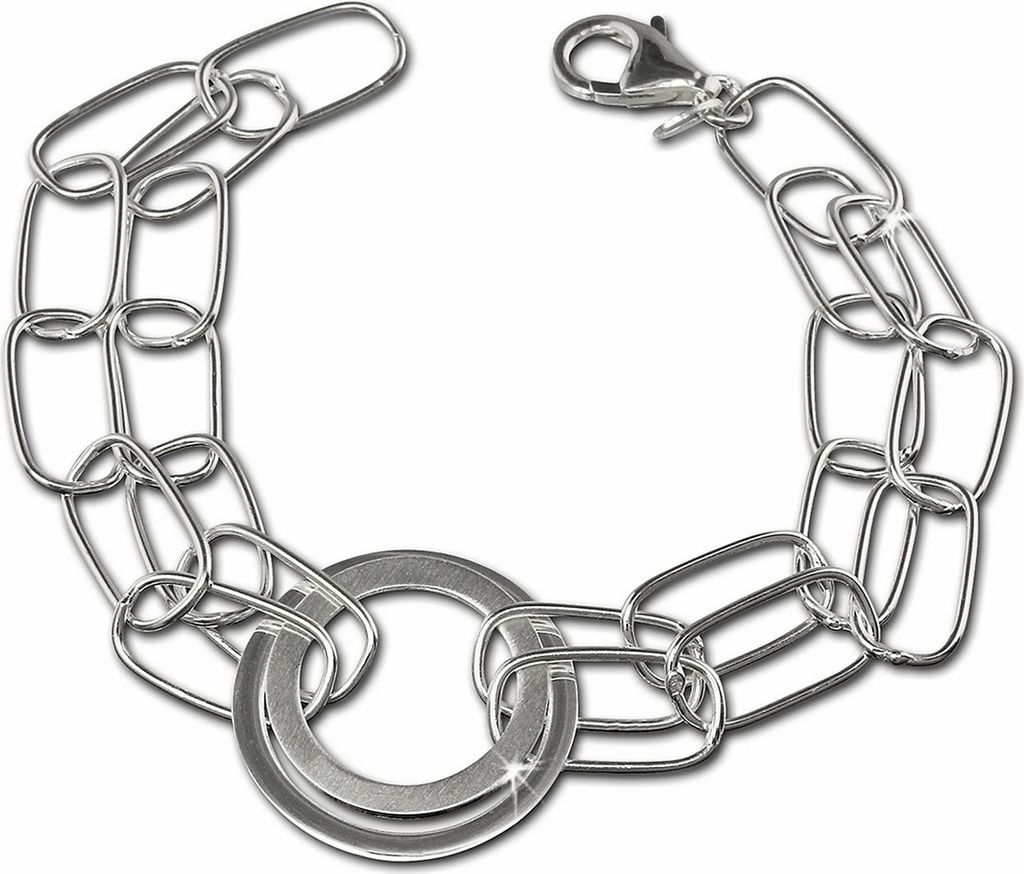 SilberDream Damen-Armband Ringe Sterling Silber matt 18,5cm silber SDA419