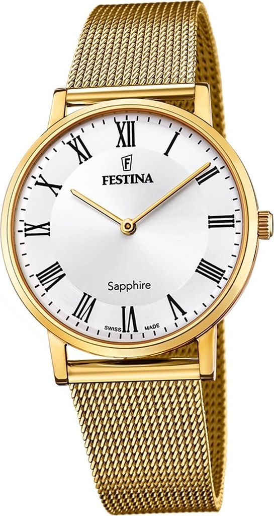Festina Herren Uhr Swiss Edelstahlarmband gold D2UF20022/4
