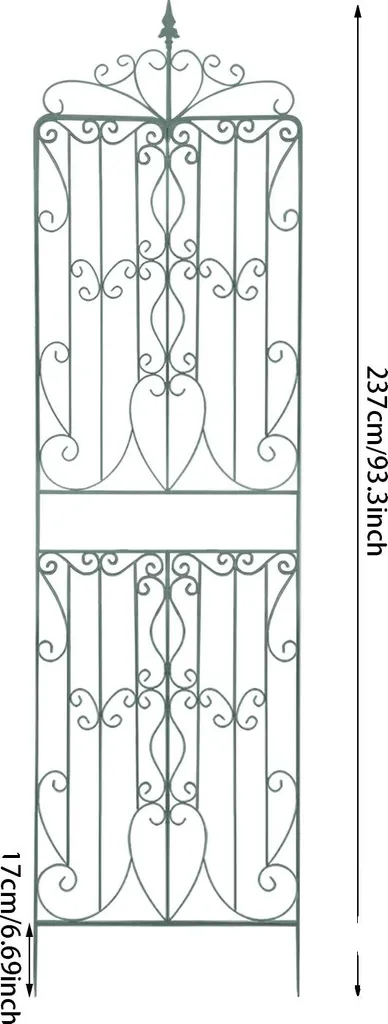 Treillis de jardin en fer robuste vert, support plantes grimpantes 180cm