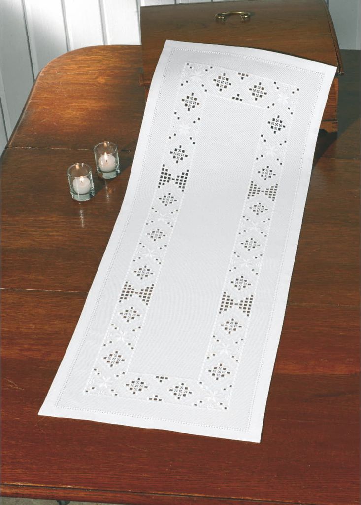 Permin Stichzahlenset Hardanger "Hardanger weiß", 39x102cm, 75-8788
